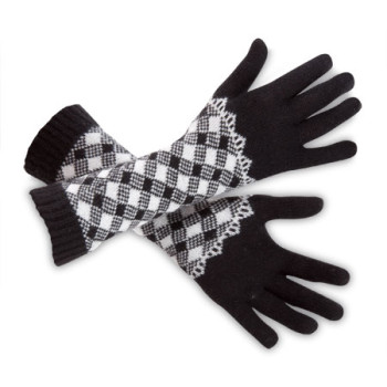 Ibex Check Glove Lambswool Cashmere